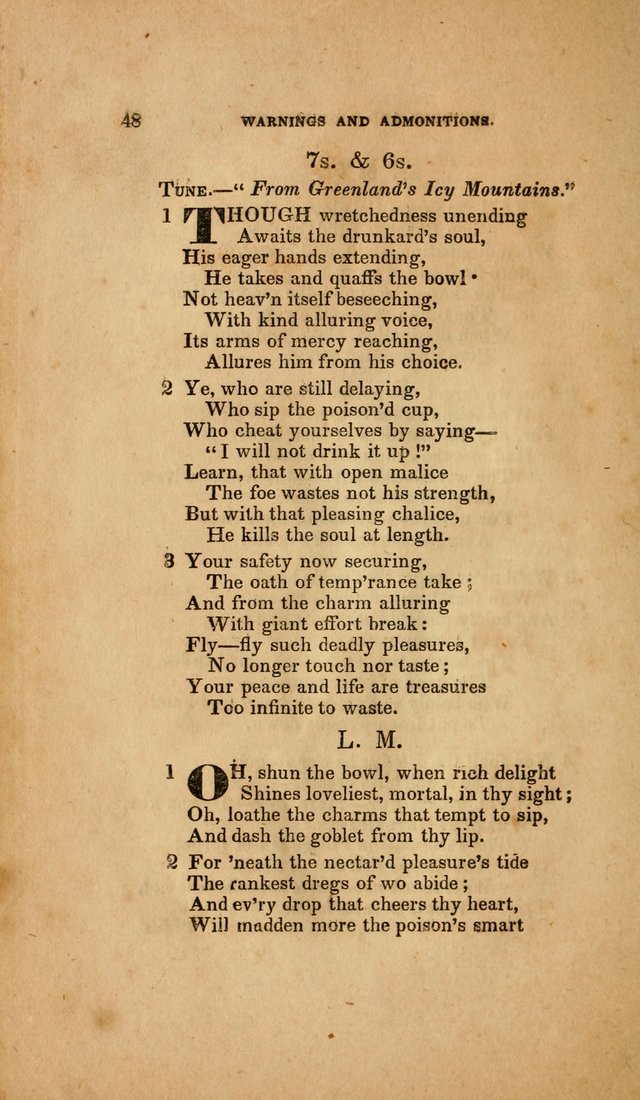 Temperance Hymn Book and Minstrel: a collection of hymns, songs and odes for temperance meetings and festivals page 48