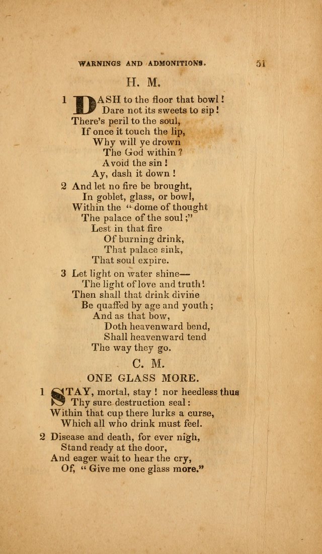 Temperance Hymn Book and Minstrel: a collection of hymns, songs and odes for temperance meetings and festivals page 51