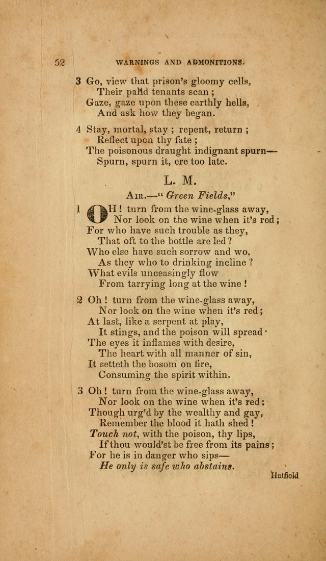 Temperance Hymn Book and Minstrel: a collection of hymns, songs and odes for temperance meetings and festivals page 52