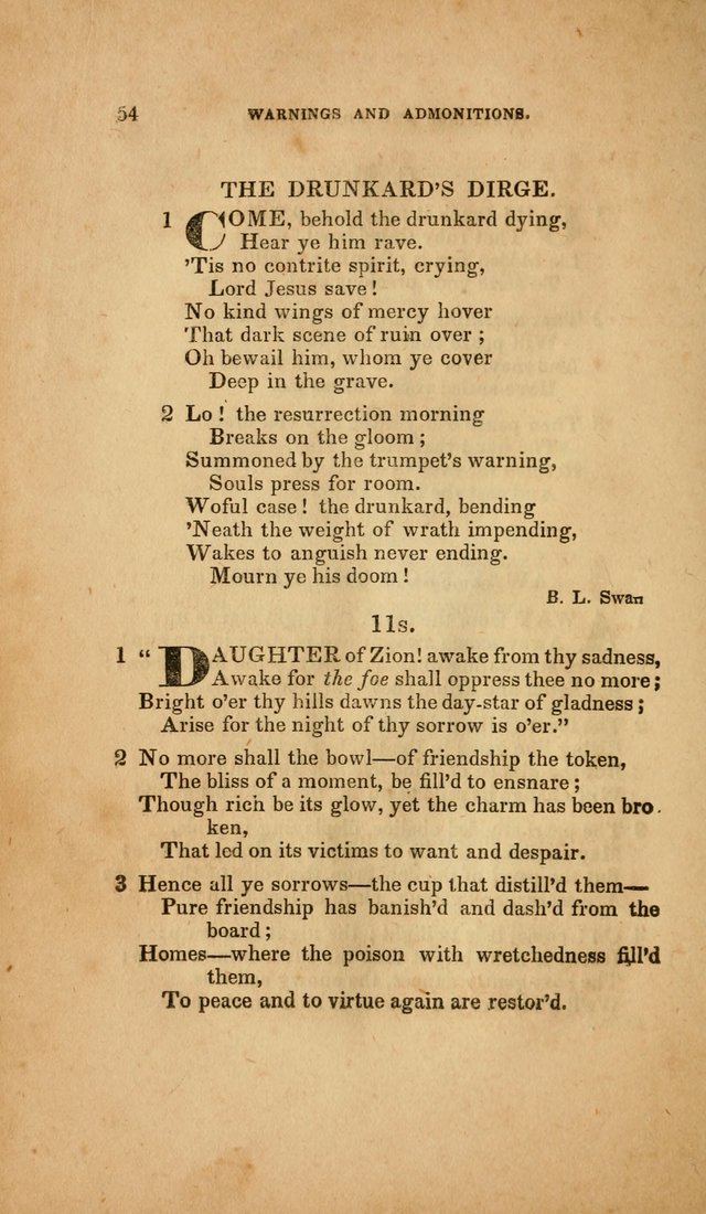 Temperance Hymn Book and Minstrel: a collection of hymns, songs and odes for temperance meetings and festivals page 54