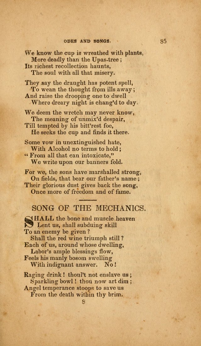 Temperance Hymn Book and Minstrel: a collection of hymns, songs and odes for temperance meetings and festivals page 85