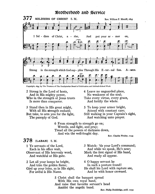 The Hymnal : published in 1895 and revised in 1911 by authority of the General Assembly of the Presbyterian Church in the United States of America : with the supplement of 1917 page 505