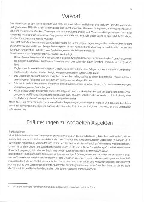 Trimum: interreligiöses Liederbuch: gemeinsam feiern und singen = interreligious songbook: singing and celebrating together page 5