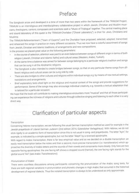 Trimum: interreligiöses Liederbuch: gemeinsam feiern und singen = interreligious songbook: singing and celebrating together page 7
