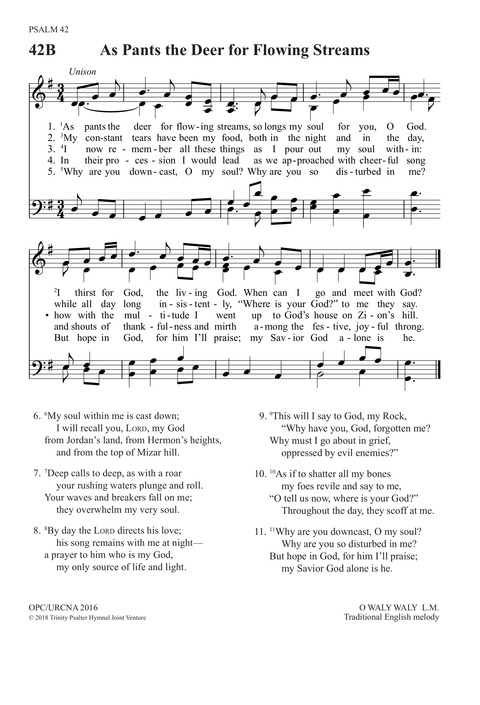 Trinity Psalter Hymnal 42b As Pants The Deer For Flowing Streams Hymnary Org