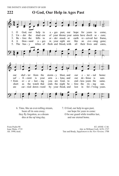 Trinity Psalter Hymnal 222. O God, our help in ages past | Hymnary.org