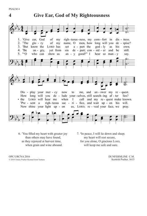 Trinity Psalter Hymnal 4. Give ear, God of my righteousness | Hymnary.org