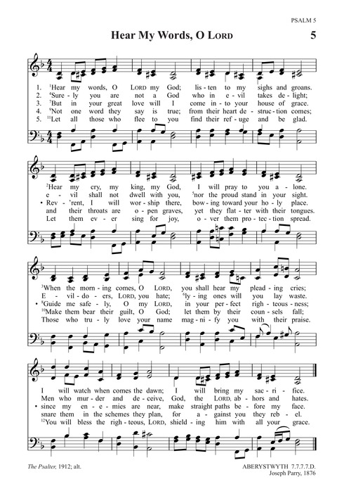 Trinity Psalter Hymnal 5 Hear My Words O Lord My God Hymnary Org