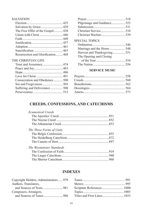 Trinity Psalter Hymnal page vii