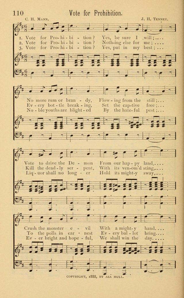 Temperance Rallying Songs: consisting of a large variety of solos, quartettes, and choruses, suited to every phase of the great temperance reformation page 110