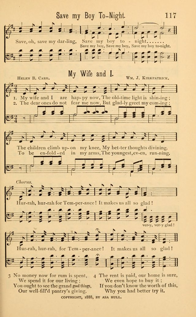Temperance Rallying Songs: consisting of a large variety of solos, quartettes, and choruses, suited to every phase of the great temperance reformation page 117