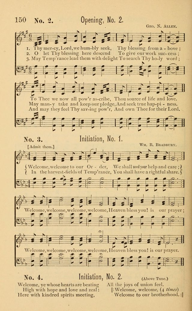 Temperance Rallying Songs: consisting of a large variety of solos, quartettes, and choruses, suited to every phase of the great temperance reformation page 150