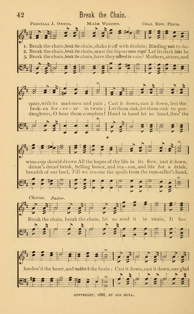 Temperance Rallying Songs: consisting of a large variety of solos, quartettes, and choruses, suited to every phase of the great temperance reformation page 42
