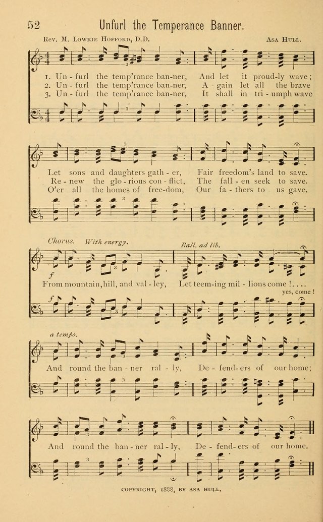 Temperance Rallying Songs: consisting of a large variety of solos, quartettes, and choruses, suited to every phase of the great temperance reformation page 52