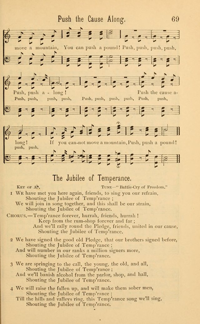 Temperance Rallying Songs: consisting of a large variety of solos, quartettes, and choruses, suited to every phase of the great temperance reformation page 69