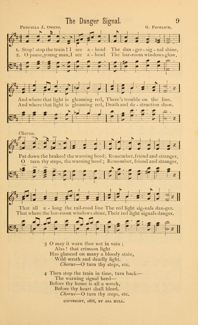 Temperance Rallying Songs: consisting of a large variety of solos, quartettes, and choruses, suited to every phase of the great temperance reformation page 9