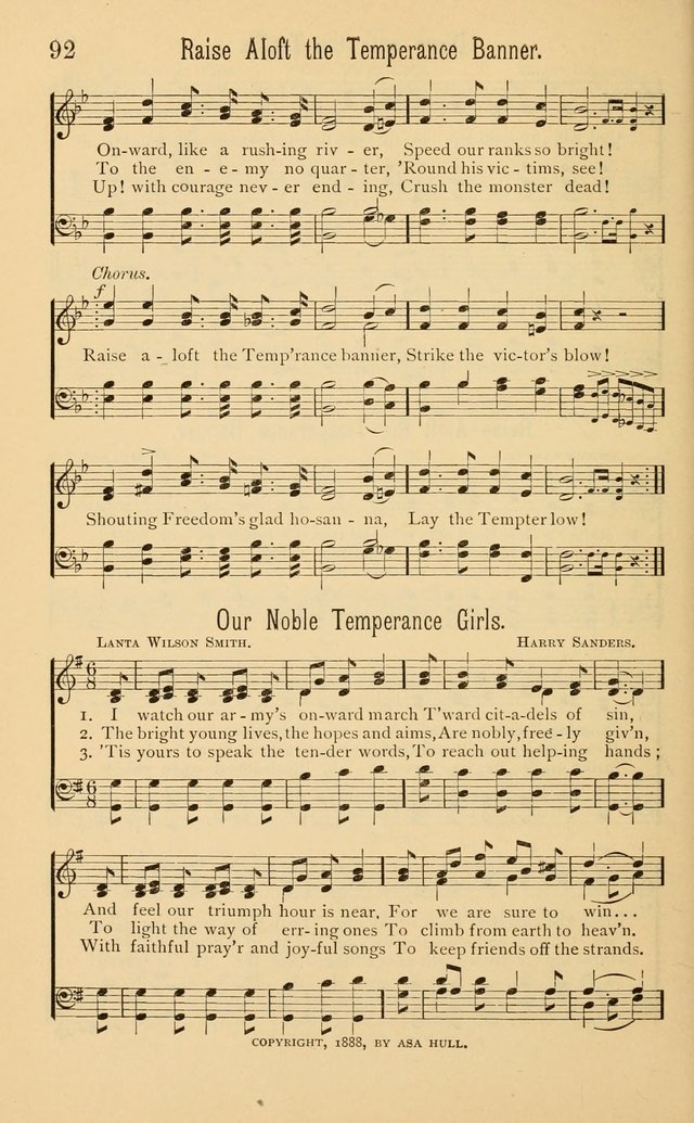 Temperance Rallying Songs: consisting of a large variety of solos, quartettes, and choruses, suited to every phase of the great temperance reformation page 92