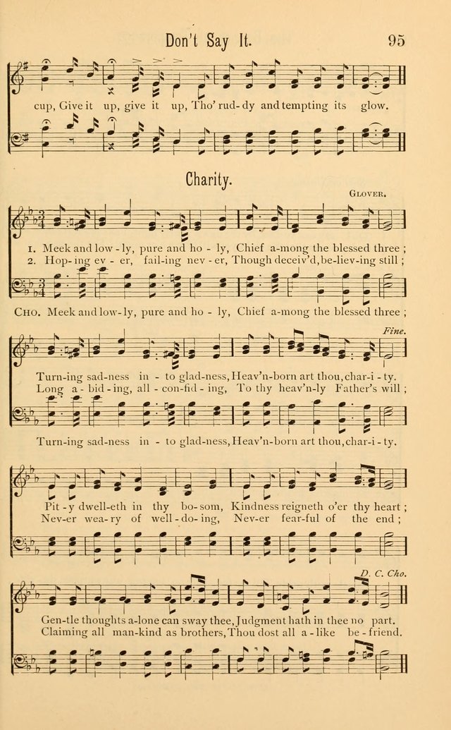 Temperance Rallying Songs: consisting of a large variety of solos, quartettes, and choruses, suited to every phase of the great temperance reformation page 95