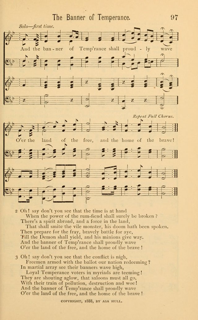 Temperance Rallying Songs: consisting of a large variety of solos, quartettes, and choruses, suited to every phase of the great temperance reformation page 97