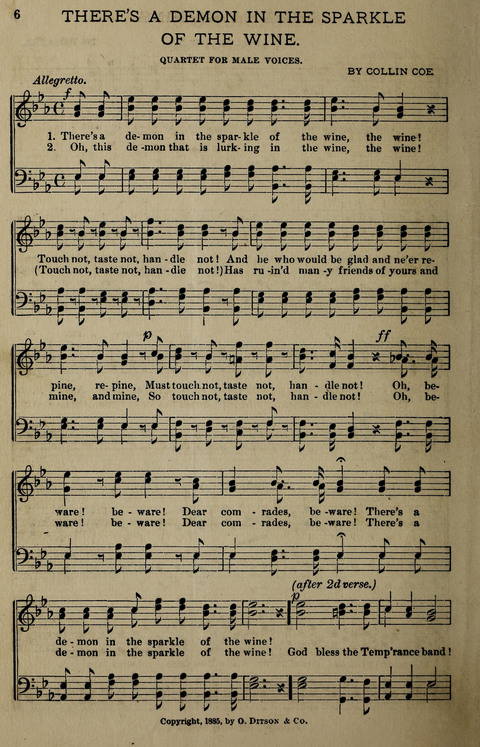 Temperance Song Herald: a collection of songs, choruses, hymns, and other pieces for the use of temperance meetings, lodges, and the home circle page 6