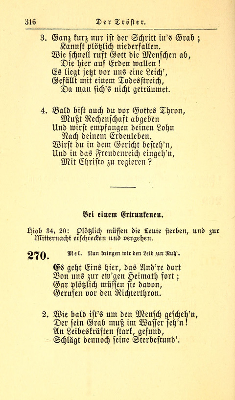 Der Tröster: oder Trost und Mahnung in Liedern und Betrachtungen bei der Trennung von den Unsrigen zum Gebracuh bei Leichenbegängnissen sowie auch im Familienkreise. page 318