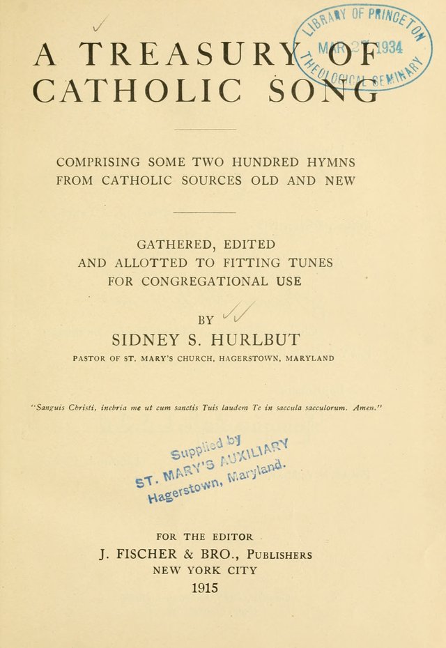 A Treasury of Catholic Song: comprising some two hundred hymns from Catholic soruces old and new page ix