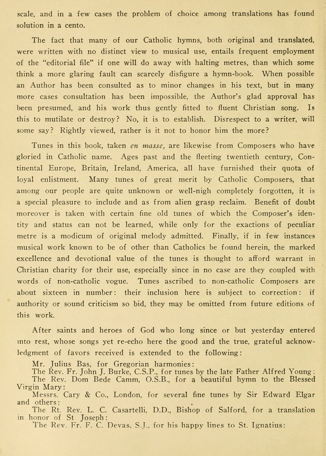 A Treasury of Catholic Song: comprising some two hundred hymns from Catholic soruces old and new page xiv