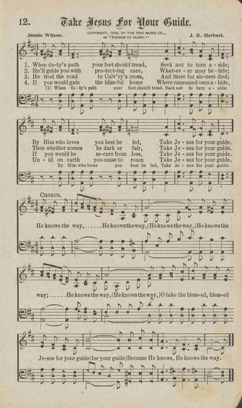 Tidings of Glory: a book of gospel songs for Christian work and worship page 16