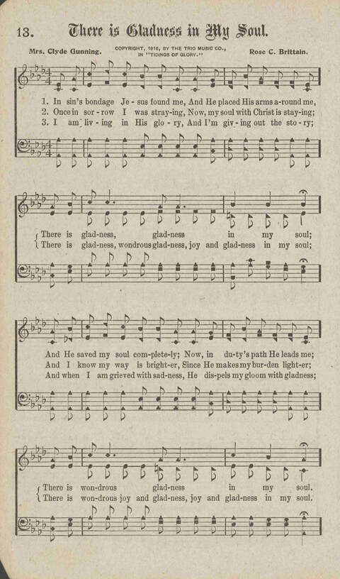 Tidings of Glory: a book of gospel songs for Christian work and worship page 17