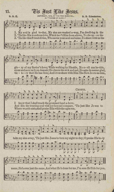 Tidings of Glory: a book of gospel songs for Christian work and worship page 20