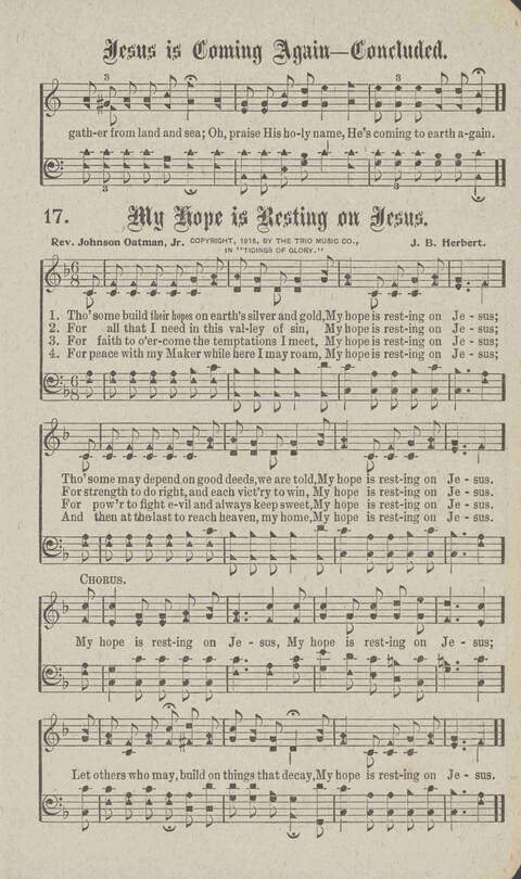 Tidings of Glory: a book of gospel songs for Christian work and worship page 22