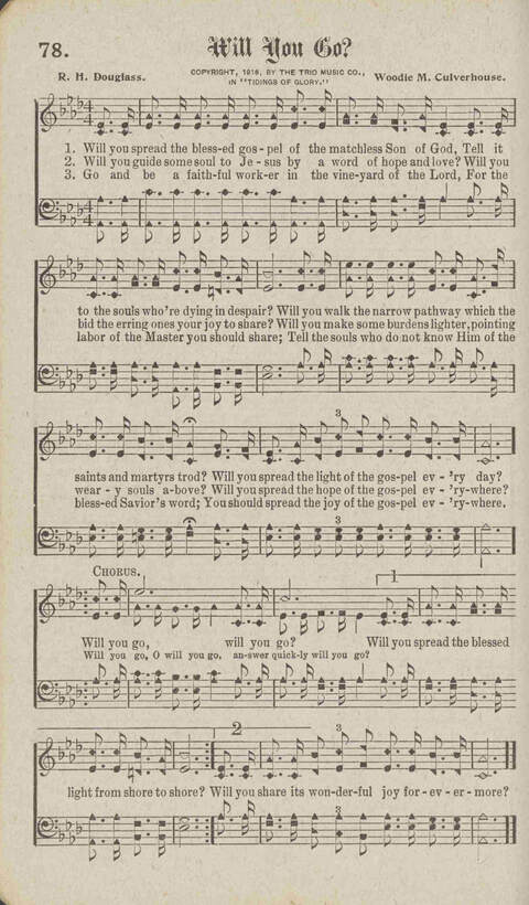 Tidings of Glory: a book of gospel songs for Christian work and worship page 85