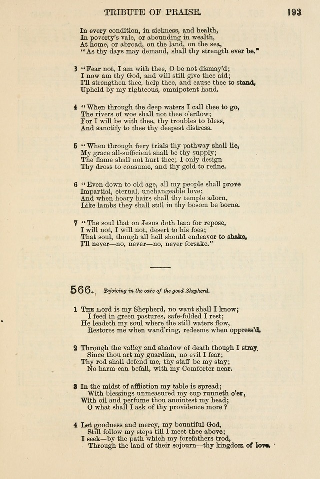 The Tribute of Praise: a collection of hymns and tunes for public and social worship, and for the use in the family circle and Sabbath school page 193