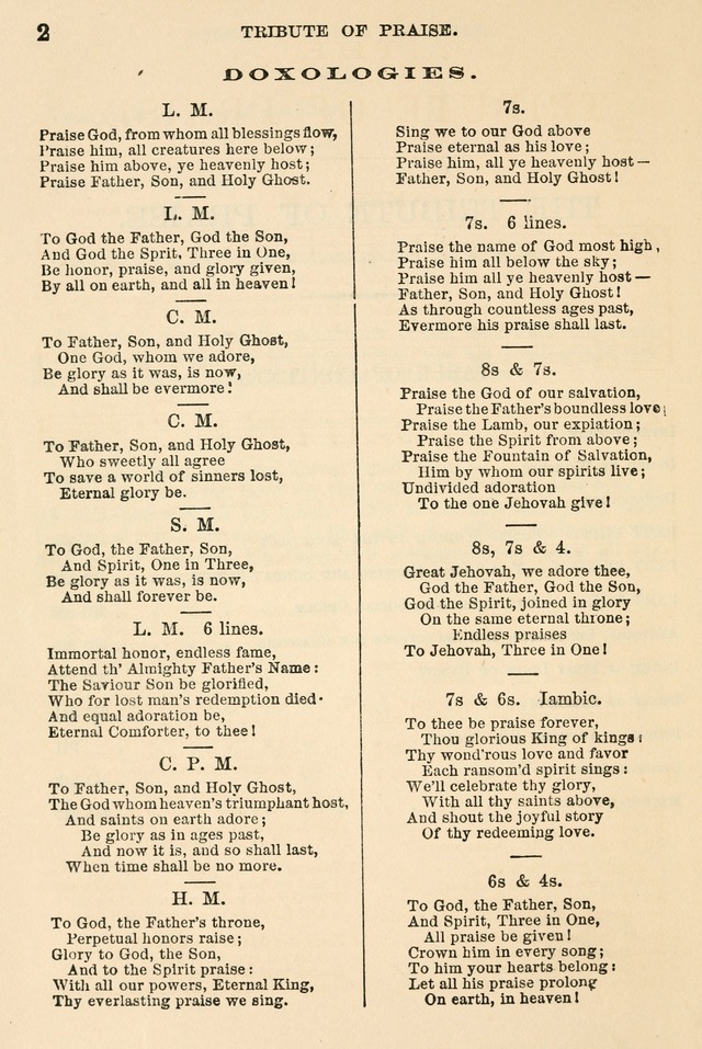 The Tribute of Praise: a collection of hymns and tunes for public and social worship, and for the use in the family circle and Sabbath school page 2