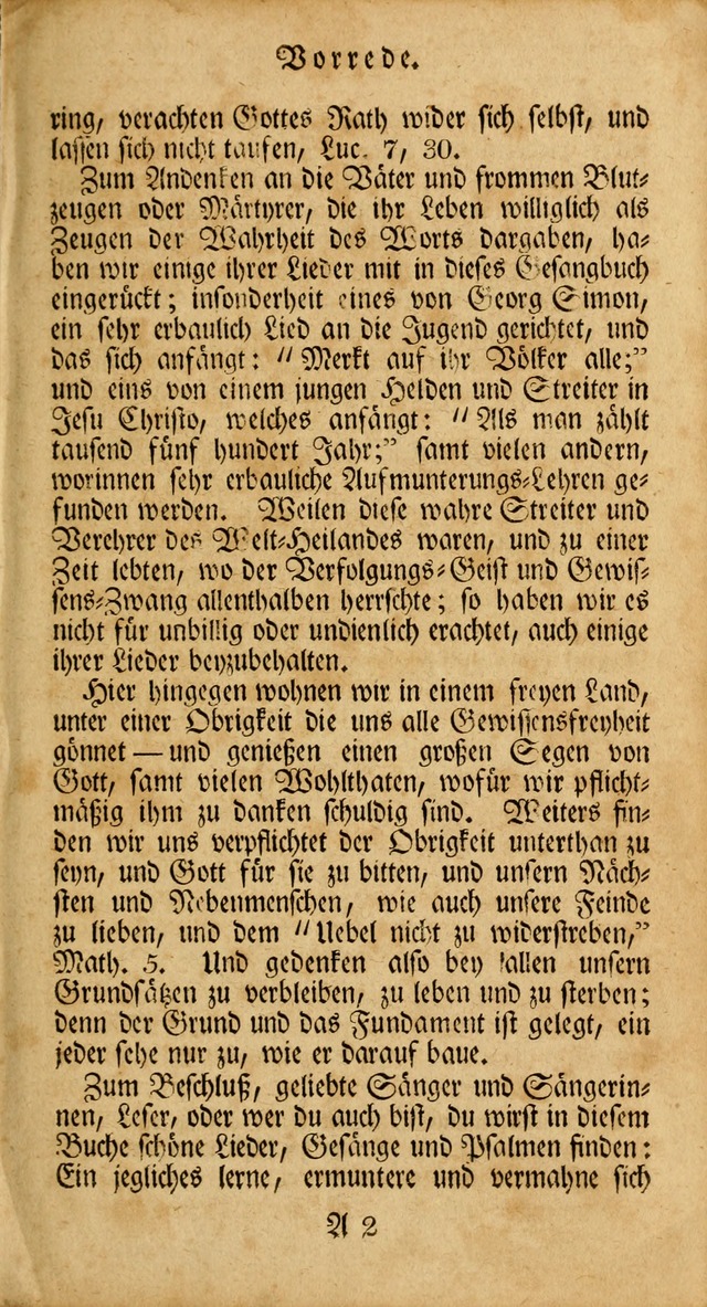 Unpartheyisches Gesang-Buch: enhaltend Geistrieche Lieder und Psalmen, zum allgemeinen Gebrauch des wahren Gottesdienstes (3rd aufl.) page xi