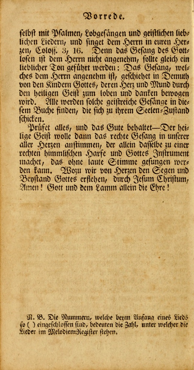 Unpartheyisches Gesang-Buch: enhaltend Geistrieche Lieder und Psalmen, zum allgemeinen Gebrauch des wahren Gottesdienstes (3rd aufl.) page xii