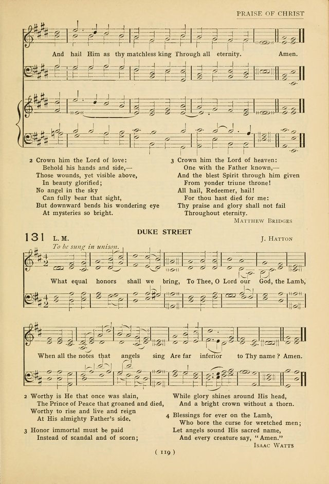 University Hymns: with tunes arranged for men