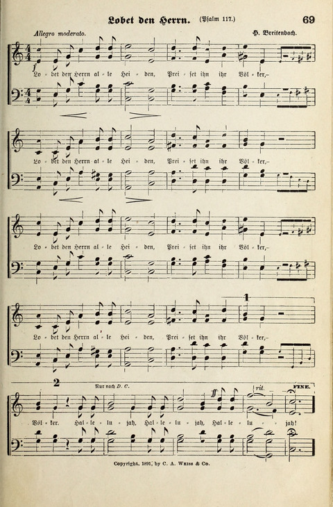 Unser Kirchenchor: eine Sammlung geistlicher Lieder für gemischten Chor page 69