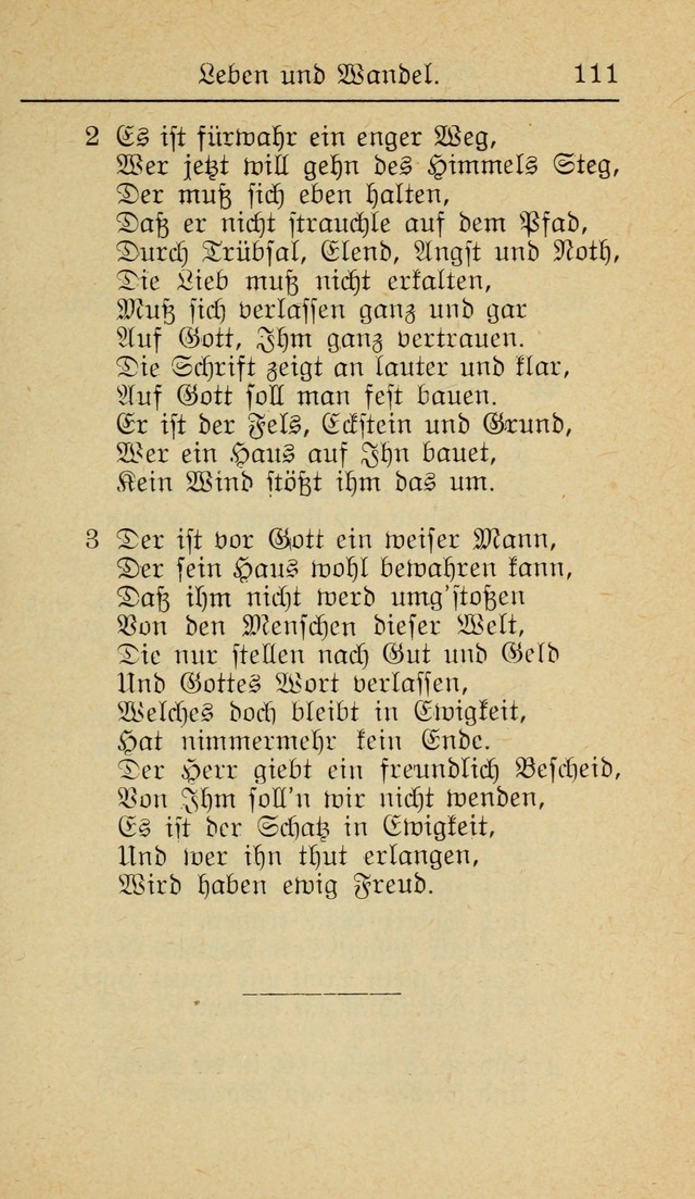 Unparteiische Liedersammlung zum Gebrauch beim Oeffentliche Gottesdienst und zur Häuslichen Erbauung (Revidirt und vehmehrt) page 111