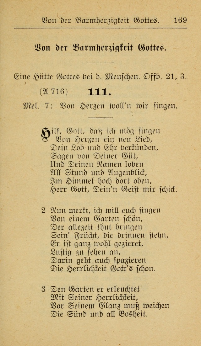 Unparteiische Liedersammlung zum Gebrauch beim Oeffentliche Gottesdienst und zur Häuslichen Erbauung (Revidirt und vehmehrt) page 169