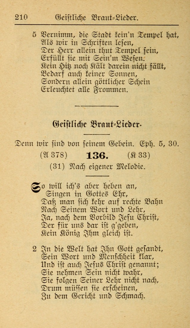 Unparteiische Liedersammlung zum Gebrauch beim Oeffentliche Gottesdienst und zur Häuslichen Erbauung (Revidirt und vehmehrt) page 210