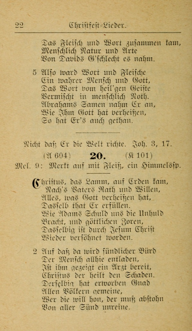 Unparteiische Liedersammlung zum Gebrauch beim Oeffentliche Gottesdienst und zur Häuslichen Erbauung (Revidirt und vehmehrt) page 22