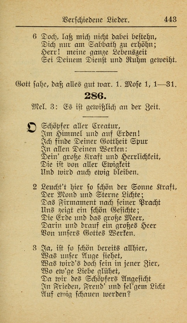 Unparteiische Liedersammlung zum Gebrauch beim Oeffentliche Gottesdienst und zur Häuslichen Erbauung (Revidirt und vehmehrt) page 443