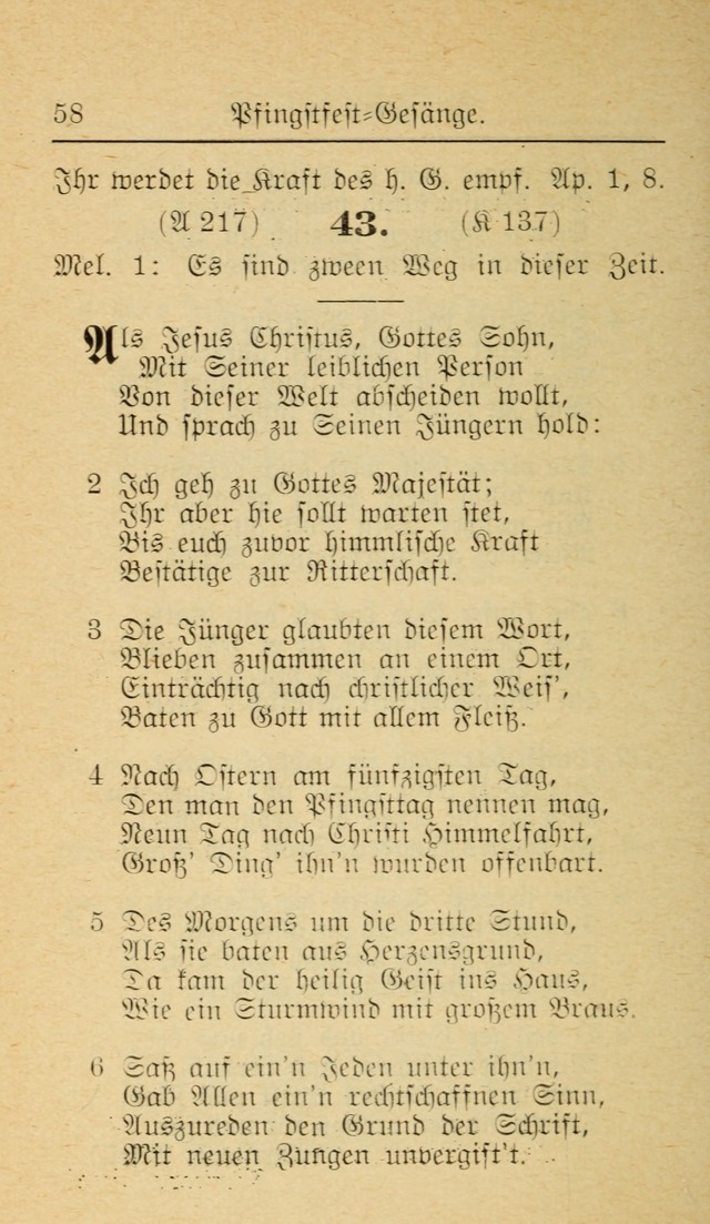 Unparteiische Liedersammlung zum Gebrauch beim Oeffentliche Gottesdienst und zur Häuslichen Erbauung (Revidirt und vehmehrt) page 58