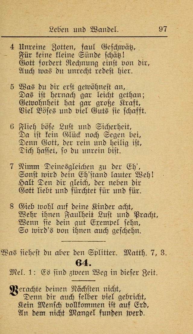 Unparteiische Liedersammlung zum Gebrauch beim Oeffentliche Gottesdienst und zur Häuslichen Erbauung (Revidirt und vehmehrt) page 97