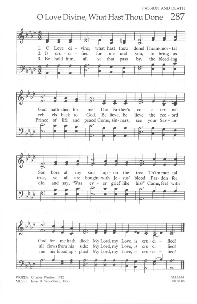 The United Methodist Hymnal 287. O Love divine, what hast thou done ...