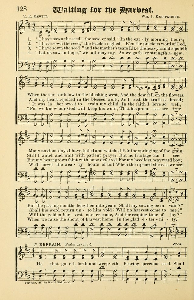 Unfading Treasures: a compilation of sacred songs and hymns, adapted for use by Sunday schools, Epworth Leagues, endeavor societies, pastors, evangelists, choristers, etc. page 128