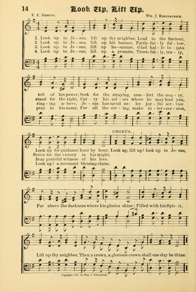 Unfading Treasures: a compilation of sacred songs and hymns, adapted for use by Sunday schools, Epworth Leagues, endeavor societies, pastors, evangelists, choristers, etc. page 14