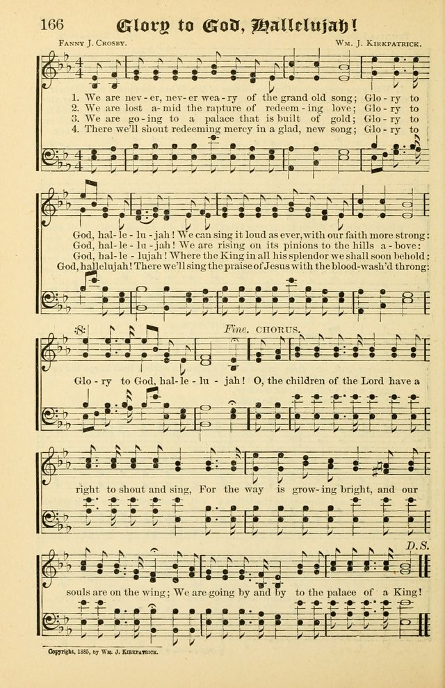 Unfading Treasures: a compilation of sacred songs and hymns, adapted for use by Sunday schools, Epworth Leagues, endeavor societies, pastors, evangelists, choristers, etc. page 166