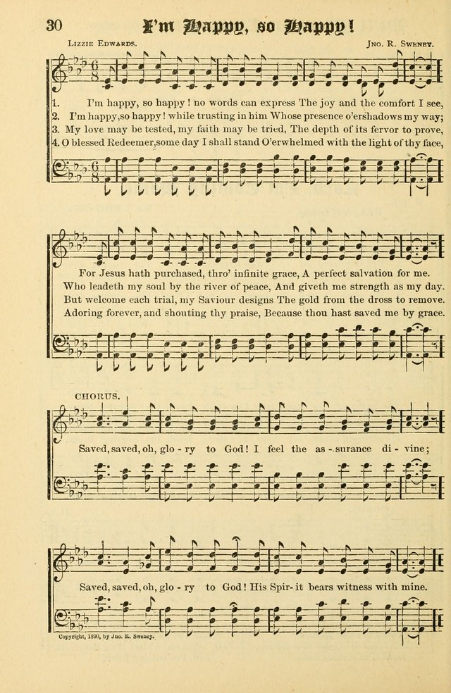 Unfading Treasures: a compilation of sacred songs and hymns, adapted for use by Sunday schools, Epworth Leagues, endeavor societies, pastors, evangelists, choristers, etc. page 30